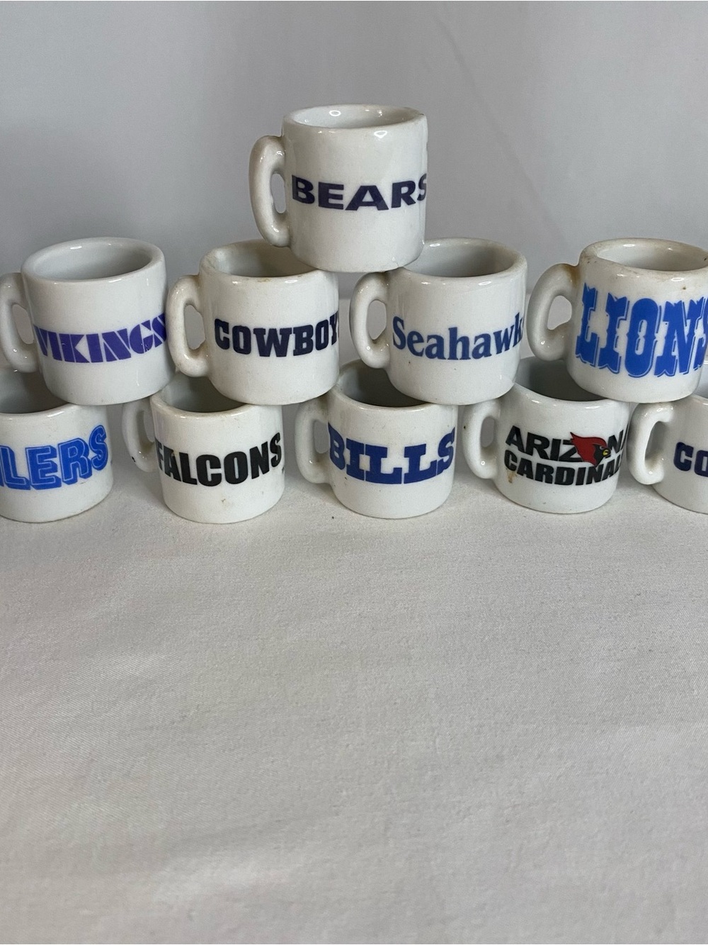 Mini White Ceramic NFL Team Mini Mugs Set - Assorted Team Logos